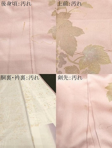 平和屋着物■訪問着 葡萄蔦の葉文 暈し染め 金彩 正絹 逸品 CABF3679ev