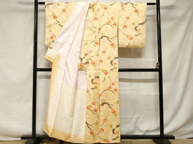 平和屋着物■上質な小紋 枝梅楓文 正絹 逸品 CABF3694ev