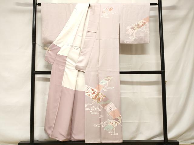 平和屋着物■訪問着 刺繍 流水花文 金彩 正絹 逸品 CABF3738ev