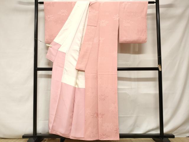 平和屋着物■上質な色無地 舞花地紋 鴇色 正絹 逸品 CABF3775ev