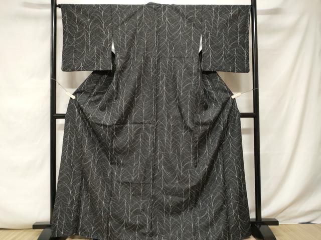 平和屋着物■小紋 芒 黒地 洗える着物 CABF3779ev