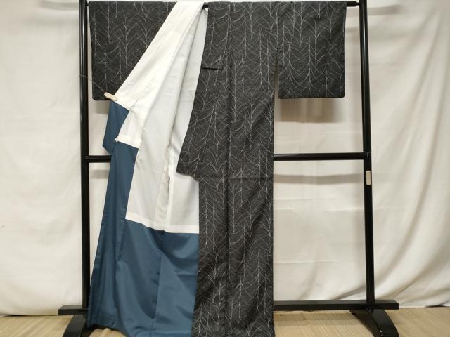 平和屋着物■小紋 芒 黒地 洗える着物 CABF3779ev