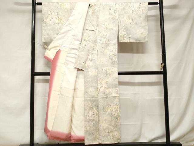 平和屋着物■上質な小紋 流水樹林文 暈し染め 正絹 逸品 CABF3786ev