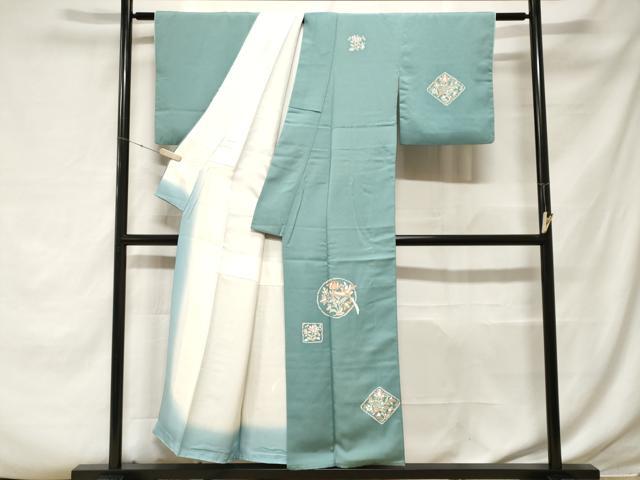 平和屋着物■訪問着 駒刺繍 花鳥草花丸文 正絹 逸品 CABF3796ev