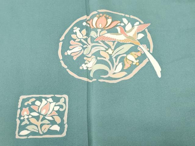 平和屋着物■訪問着 駒刺繍 花鳥草花丸文 正絹 逸品 CABF3796ev