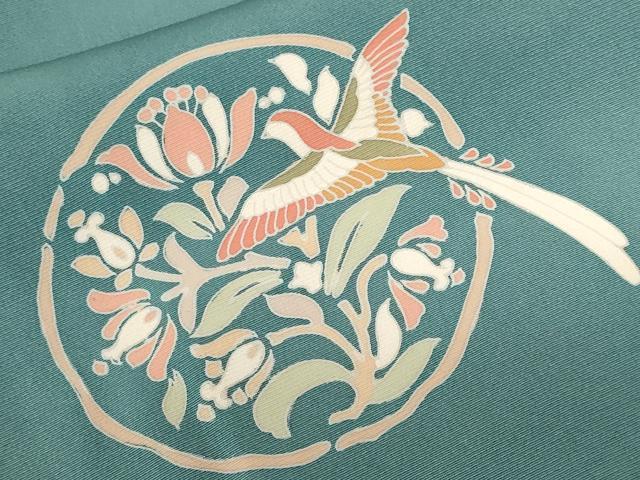 平和屋着物■訪問着 駒刺繍 花鳥草花丸文 正絹 逸品 CABF3796ev