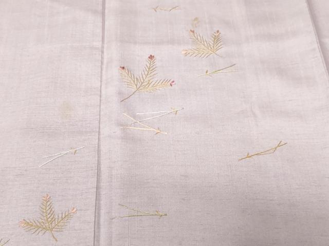 平和屋着物■訪問着 紬地 刺繍 溢れ松葉 金糸 正絹 逸品 CABF3803ev
