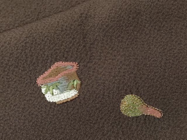 平和屋着物■訪問着 刺繍 だるま 仕覆 茶器 正絹 逸品 CABF3804ev