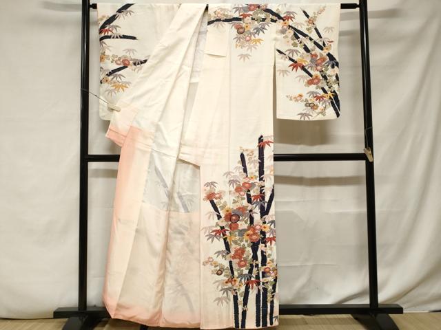 平和屋着物■訪問着 笹竹花文 暈し染め 金彩 正絹 逸品 CABF3806ev