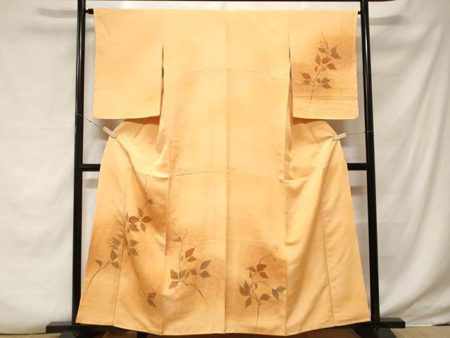 平和屋着物■訪問着 手描き 刺繍 枝葉文 暈し染め 正絹 逸品 未使用 CABF3823ev