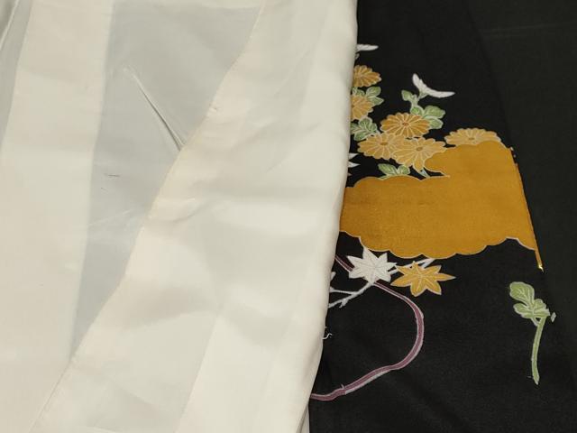平和屋着物■豪華黒留袖 駒刺繍 雲取り鼓草花文 金彩 正絹 逸品 CABF3828ev
