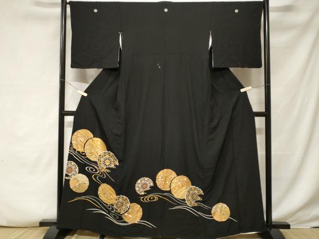 平和屋着物■豪華黒留袖 駒刺繍 流水正倉院花文 金彩 正絹 逸品 CABF3829ev