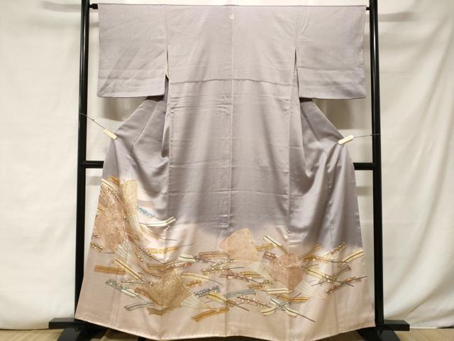 平和屋着物■豪華色留袖 駒刺繍 扇面吉祥文 暈し染め 金彩 正絹 逸品 CABF3830ev