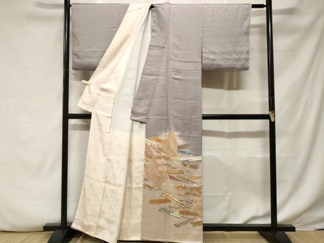 平和屋着物■豪華色留袖 駒刺繍 扇面吉祥文 暈し染め 金彩 正絹 逸品 CABF3830ev