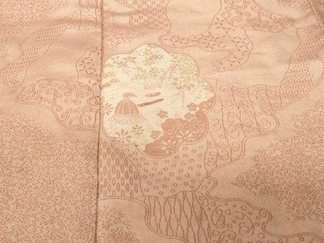 平和屋着物■訪問着 切嵌御所車花文 金糸 正絹 逸品 CABF3849ev