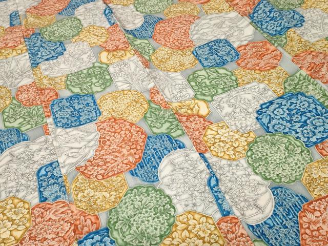 平和屋着物■上質な小紋 絵皿花鳥文 正絹 逸品 CABF3851ev