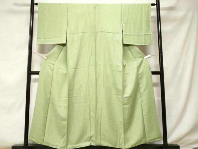 平和屋着物■上質な色無地 菊尽くし地紋 若葉色 正絹 逸品 CABF3860ev