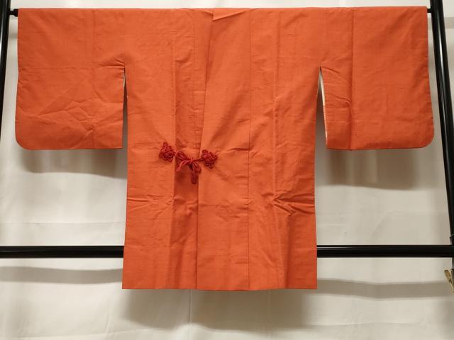 平和屋着物#道中着 色無地 紬地 樺色 ロング丈 正絹 逸品 CABF3861ev