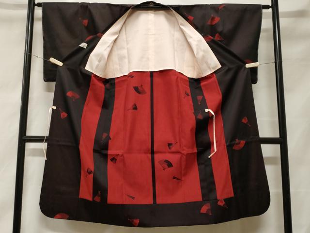 平和屋着物#道行コート 雨コート 扇面文 ロング丈 やまと誂製 正絹 逸品 未使用 CABF3872ev