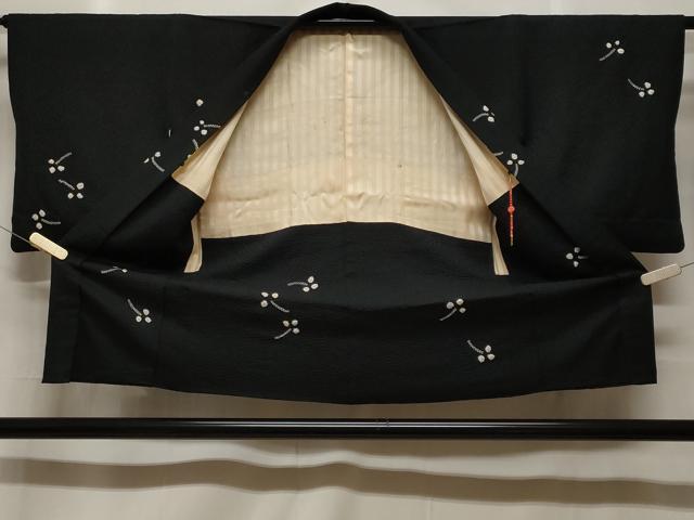 平和屋着物#羽織 絞り 舞葉文 黒地 正絹 逸品 CABF3873ev