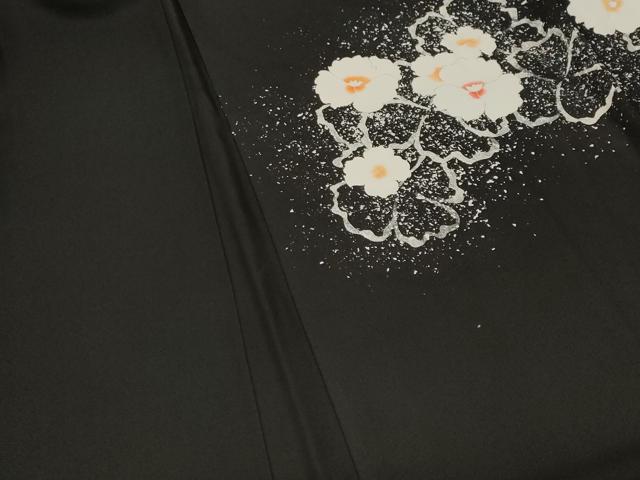 平和屋着物#羽織 草花文 暈し染め 黒地 正絹 逸品 CABF3900ev