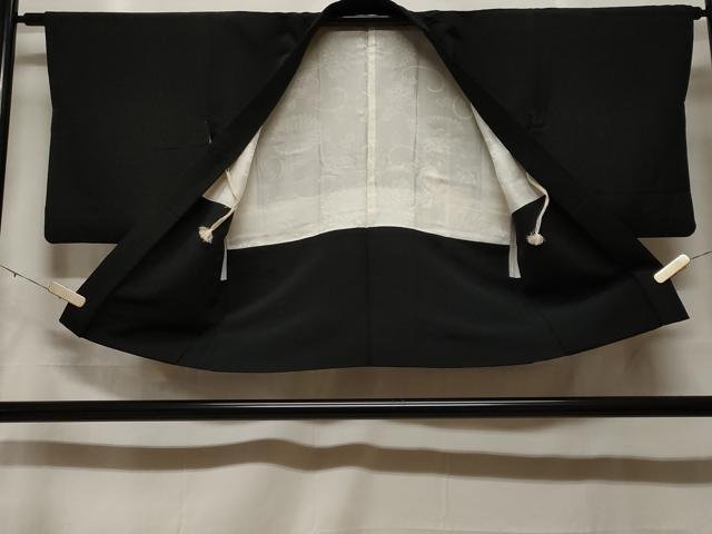 平和屋着物#羽織 刺繍 風景文 黒地 金糸 正絹 逸品 CABF3910ev