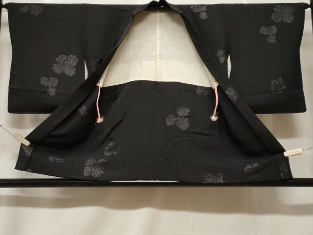 平和屋着物#羽織 寿光織 花唐草文 黒地 銀糸 正絹 逸品 CABF3920ev