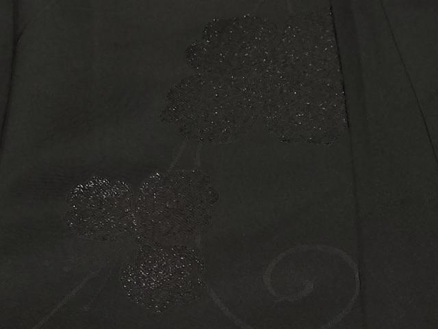 平和屋着物#羽織 寿光織 花唐草文 黒地 銀糸 正絹 逸品 CABF3920ev