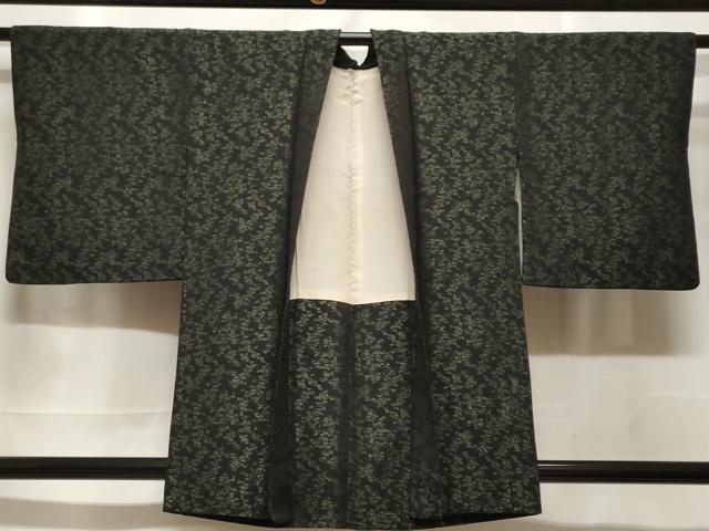 平和屋着物#羽織 寿光織 笹尽くし 黒地 正絹 逸品 CABF3926ev