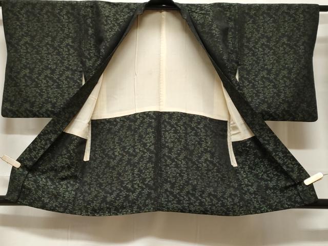 平和屋着物#羽織 寿光織 笹尽くし 黒地 正絹 逸品 CABF3926ev