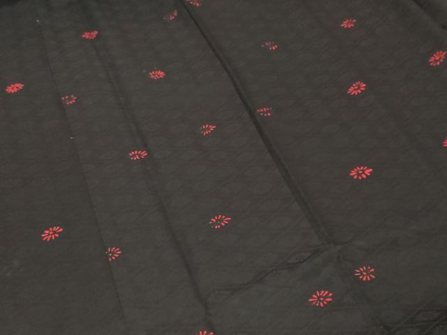 平和屋着物#道行コート 菱菊文 黒地 正絹 逸品 CABF3937ev