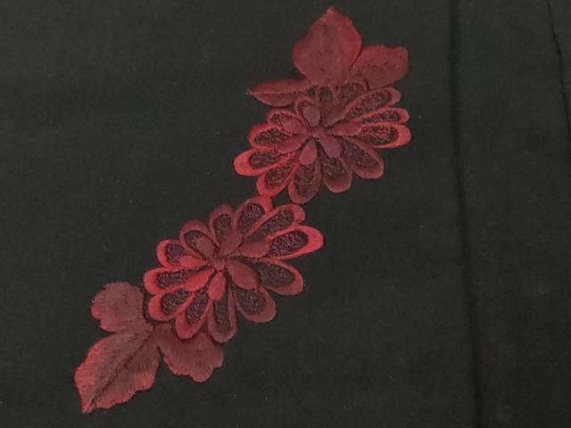 平和屋着物#羽織 総刺繍 流水枝花文 黒地 正絹 逸品 CABF3941ev