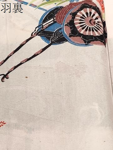 平和屋着物#羽織 寿光織 草花丸文 黒地 銀糸 正絹 逸品 CABF3942ev