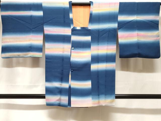 平和屋着物#道行コート 横段市松文 暈し染め 正絹 逸品 CABF3943ev