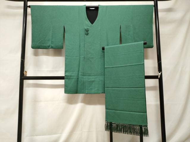 平和屋着物＃道行コート　リバーシブル　黒地　ショール付き　ロング丈　正絹　逸品　CABF3953ev 平和屋着物＃道行コート リバーシブル 黒地 ショール付き ロング丈