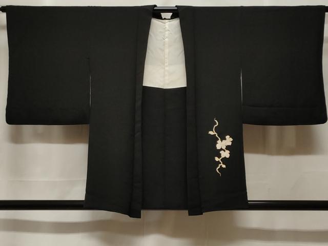 平和屋着物#羽織 駒刺繍 宝尽くし蔦の葉文 黒地 金彩 正絹 逸品 CABF3956ev