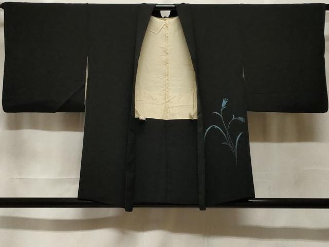平和屋着物#羽織 総刺繍 草花文 黒地 正絹 逸品 CABF3971ev