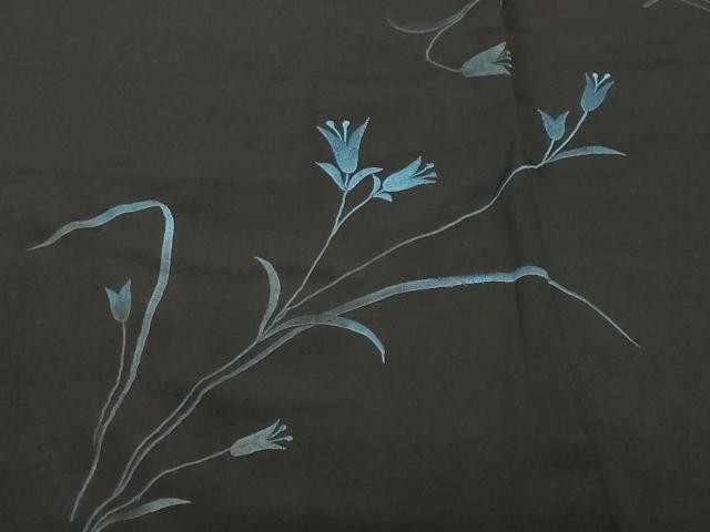平和屋着物#羽織 総刺繍 草花文 黒地 正絹 逸品 CABF3971ev