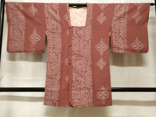平和屋着物#道行コート 幾何学間道 ロング丈 正絹 逸品 CABF3976ev