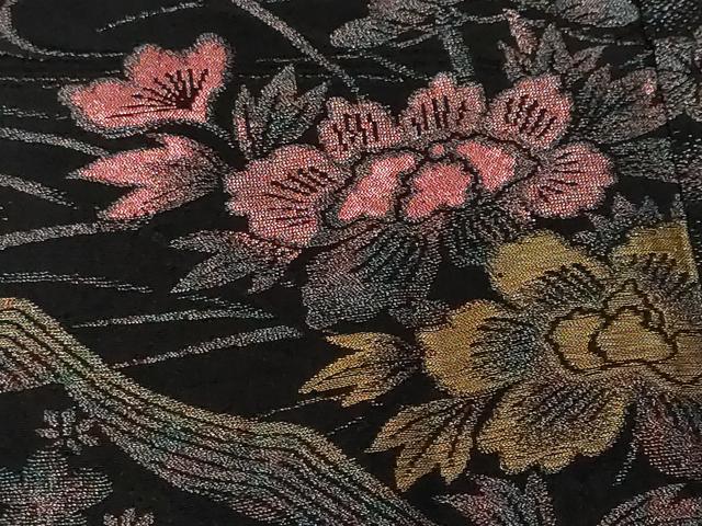 平和屋着物#羽織 寿光織 松竹梅遠山文 黒地 金銀糸 正絹 逸品 CABF3985ev