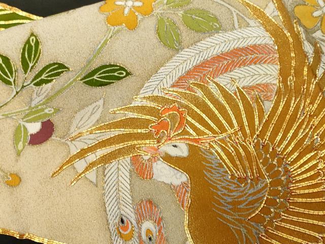 平和屋着物■豪華黒留袖 駒刺繍 孔雀花唐草文 金彩 正絹 逸品 CABF3993ev
