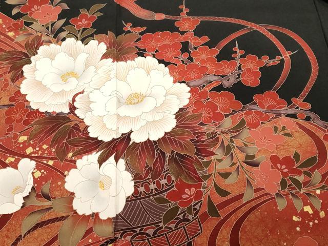 平和屋着物■豪華黒留袖 作家物 流水陶器草花文 暈し染め 金彩 正絹 逸品 CABF4016ev