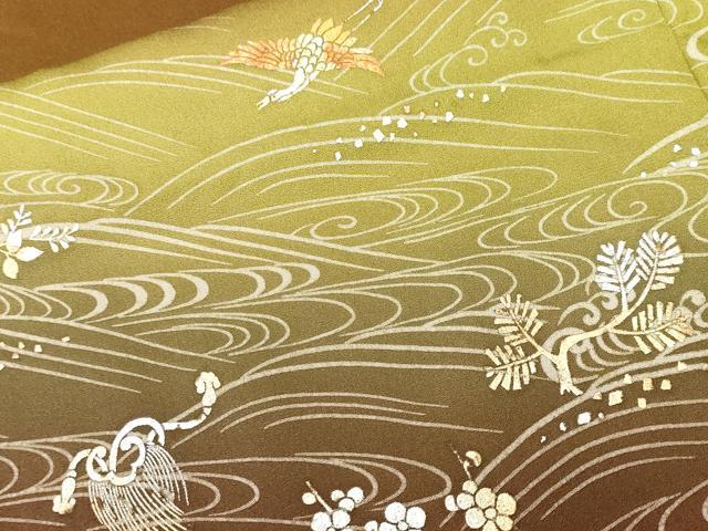 平和屋着物■訪問着 立波飛鶴枝花文 暈し染め 金彩 正絹 逸品 CABF4026ev