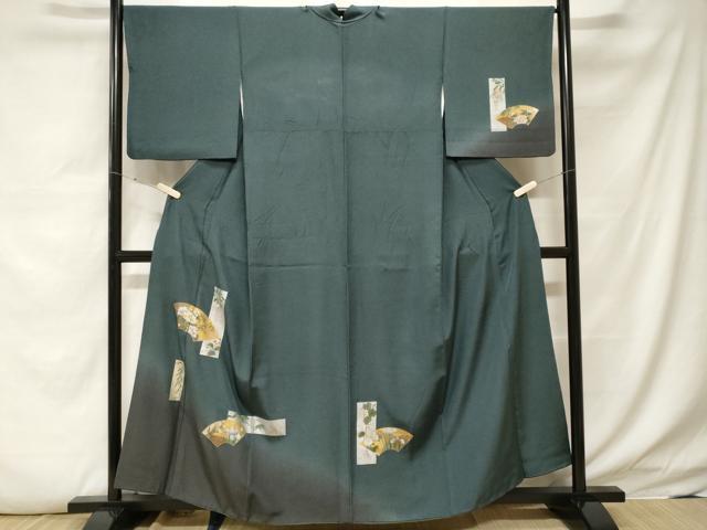 平和屋着物■訪問着 地紙流水草花文 暈し染め 金銀彩 正絹 逸品 CABF4036ev