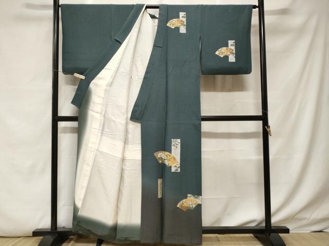 平和屋着物■訪問着 地紙流水草花文 暈し染め 金銀彩 正絹 逸品 CABF4036ev