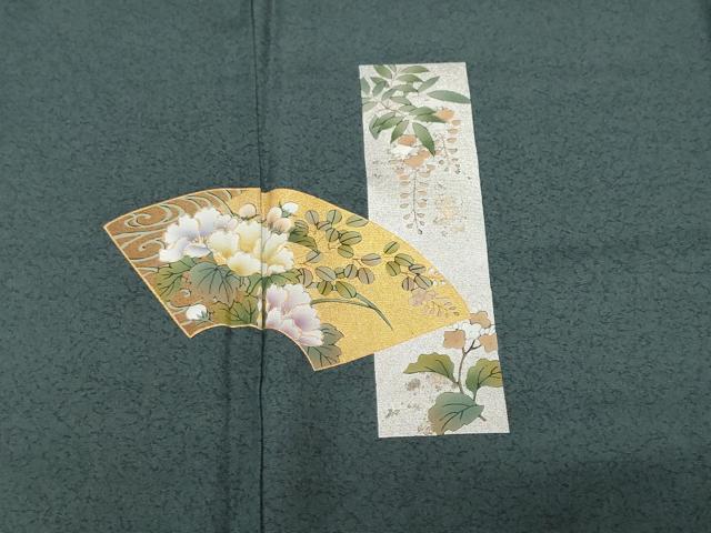 平和屋着物■訪問着 地紙流水草花文 暈し染め 金銀彩 正絹 逸品 CABF4036ev
