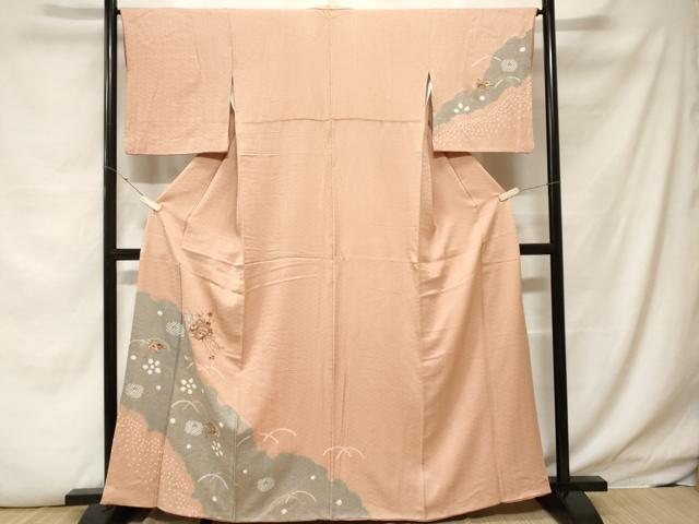 平和屋着物■中国三大刺繍 スワトウ刺繍 絞り 雪輪草花文 金彩 訪問着 正絹 逸品 CABF4045ev
