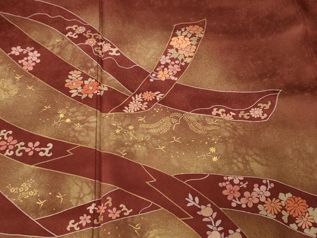 平和屋着物■訪問着 刺繍 鬘帯草花文 暈し染め 金彩 正絹 逸品 CABF4049ev