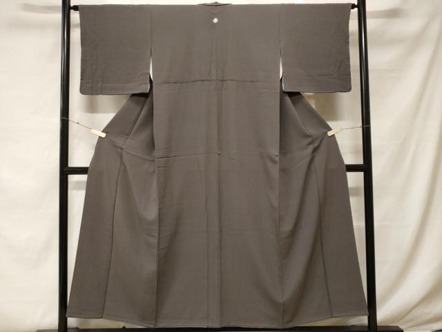 平和屋着物■上質な色無地 墨色 鬼しぼ縮緬 正絹 逸品 CABF4063ev