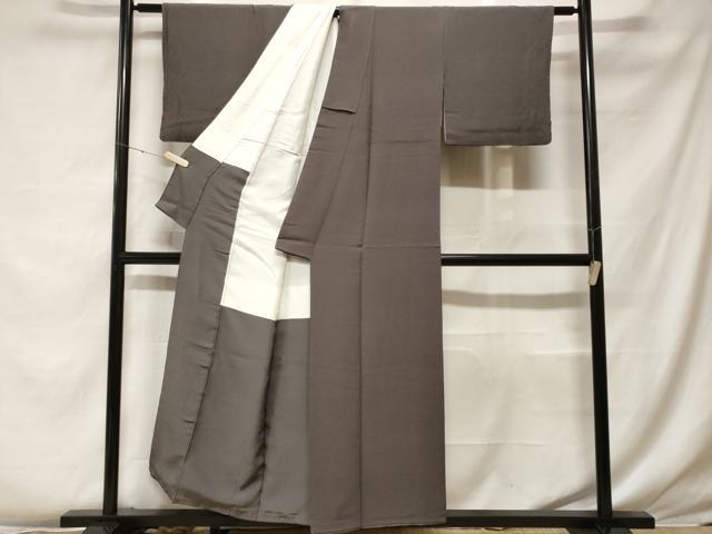 平和屋着物■上質な色無地 墨色 鬼しぼ縮緬 正絹 逸品 CABF4063ev